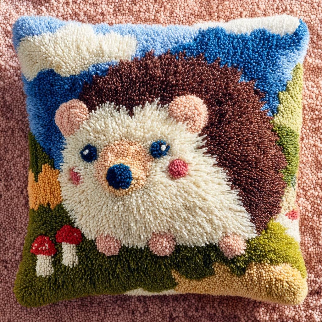 Henypt Latch Hook Kits Pillow Hedgehog