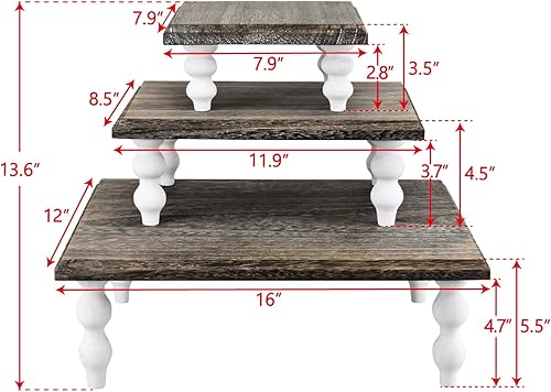 Miniatura 39 de Ikee Design Juego de 3 piezas de soporte elevador de madera, soporte elevador de madera para cupcakes y postres para joyas, monitor, apilable