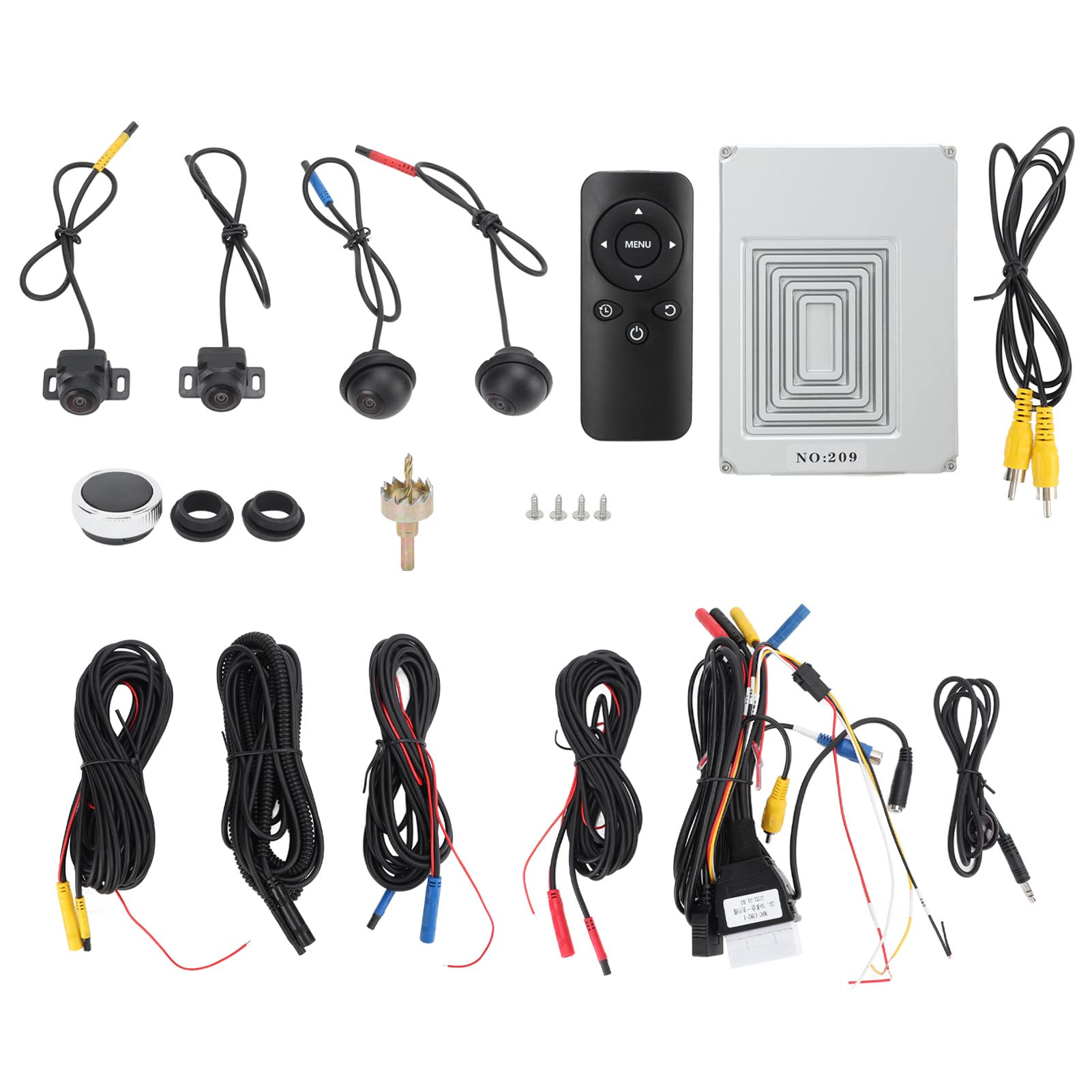 Tbest 360-Grad-Surround-View-System, Rückfahrkamera, Rückwärtsparken, 4-Kanal-DVR, HD, 1280 X 720 P, 170 Weitwinkel, wasserdichte Nachtsicht mit 2D und 3D für Universelle Autos