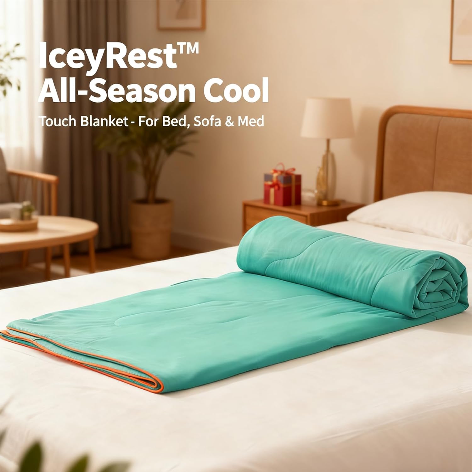 MorroMorn Cooling Comforter Queen Size, Cooling Blankets for Hot Sleepers and Night Sweats, All Season Bedding Breathable Lightweight Quilt Silk Smooth Cold Soft, 90x90 Inches, Green - Image 6