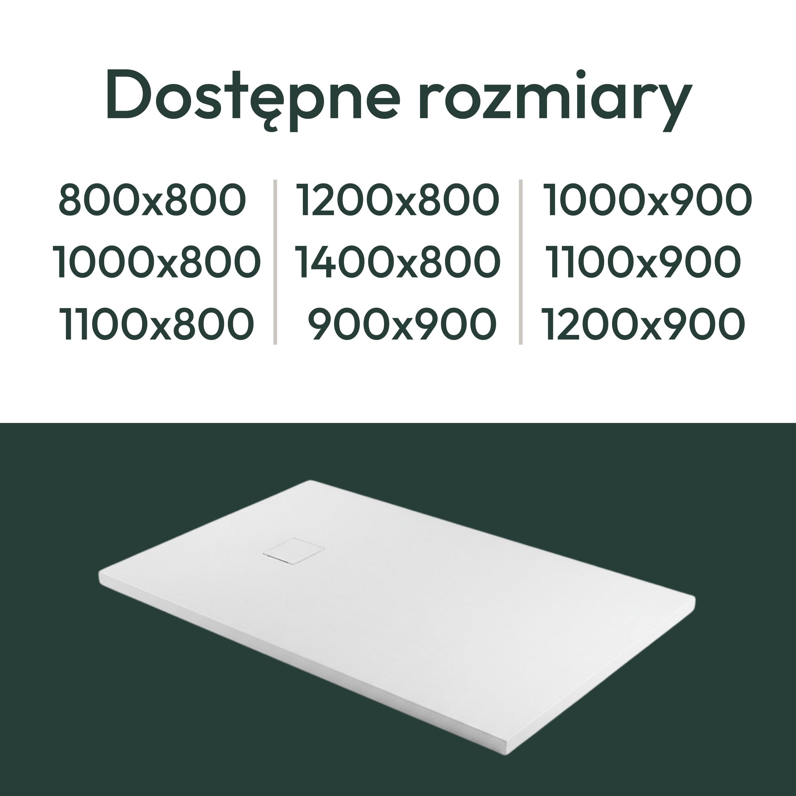 AQUAUNO Brodzik prysznicowy 80 x 80 cm o wyglądzie kamienia, ultra płaski 2,6 cm – brodzik z kompozytu SMC, w zestawie syfon, odpływ 90 mm, czyszczenie od góry, biały