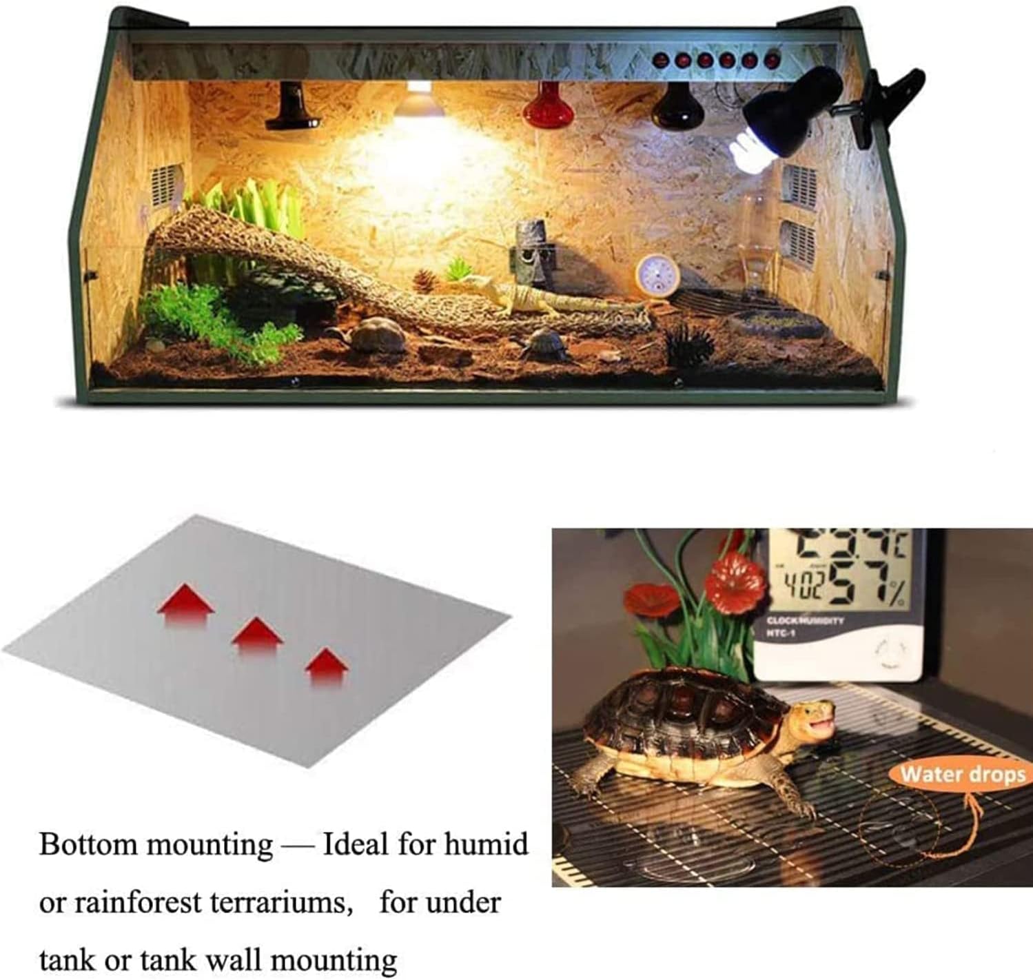 Reptile Heat Mat Non-Adhesive Reptile Heating Pad, Pet Heat Mats with Temperature Adjustment, Terrarium Heat Mat for Tortoise Snakes Lizard Gecko Turtle,25W 22 * 42cm (Size : 5W 15 * 18cm)