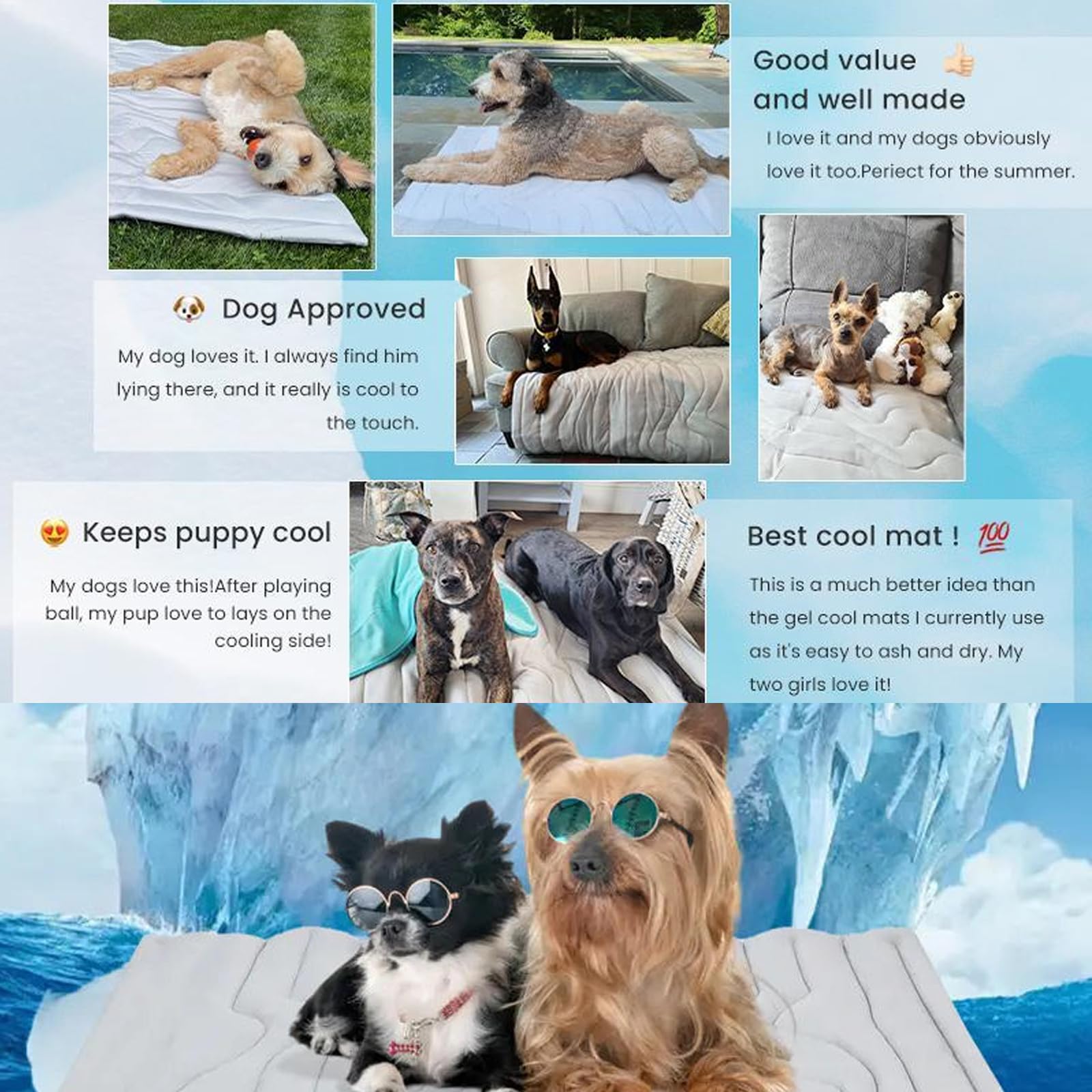 Auto‑Rinfrescante Pet Cooling Mat per Cani Gatti,Tappetino Refrigerante Innovativo,Tappetino Reversibile Lavabile,Senza Ghiaccio né Elettricità,Arc‑Chill Tecnologia, Antiscivolo (Grigio, 150×102cm)