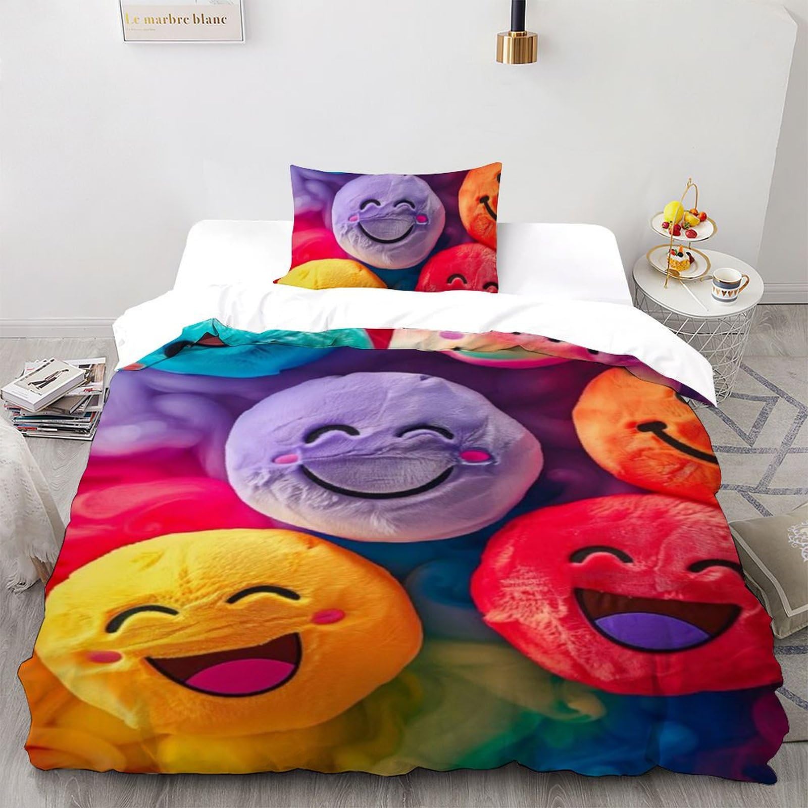 Housse de couette C'est Magnifique! visages souriants imprimé 3D parure lit enfant
