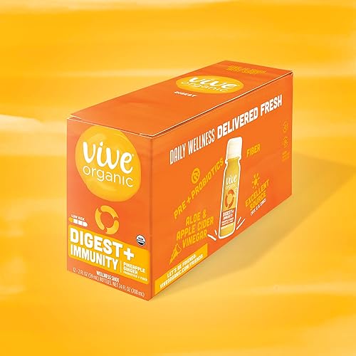 Miniatura 5 de Vive Organic Digest + Immunity Dual-Boost Shot, Aloe Vera prensado en frío, sidra de manzana, probióticos, 0.07 oz de fibra, sin gluten, vegano, 2