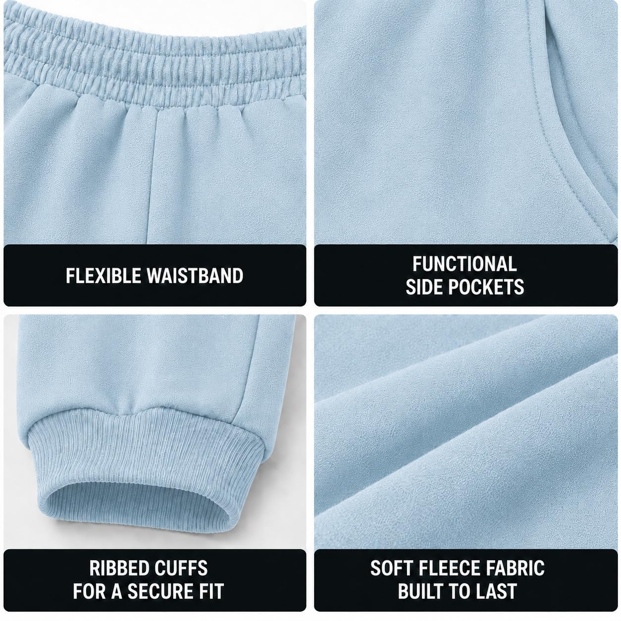 Coney Island Pantaloni della tuta per ragazzi, confezione da 4 pantaloni sportivi con tasca, morbidi pantaloni della tuta per ragazzi (taglie 38-48)