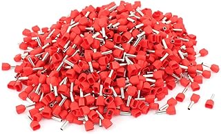 طرف حلقي معزول بسلك مزدوج من ماي سوق-ستور (100 قطعة) مناسب للكابلات والاسلاك واطراف انابيب كرول (احمر) TE1008