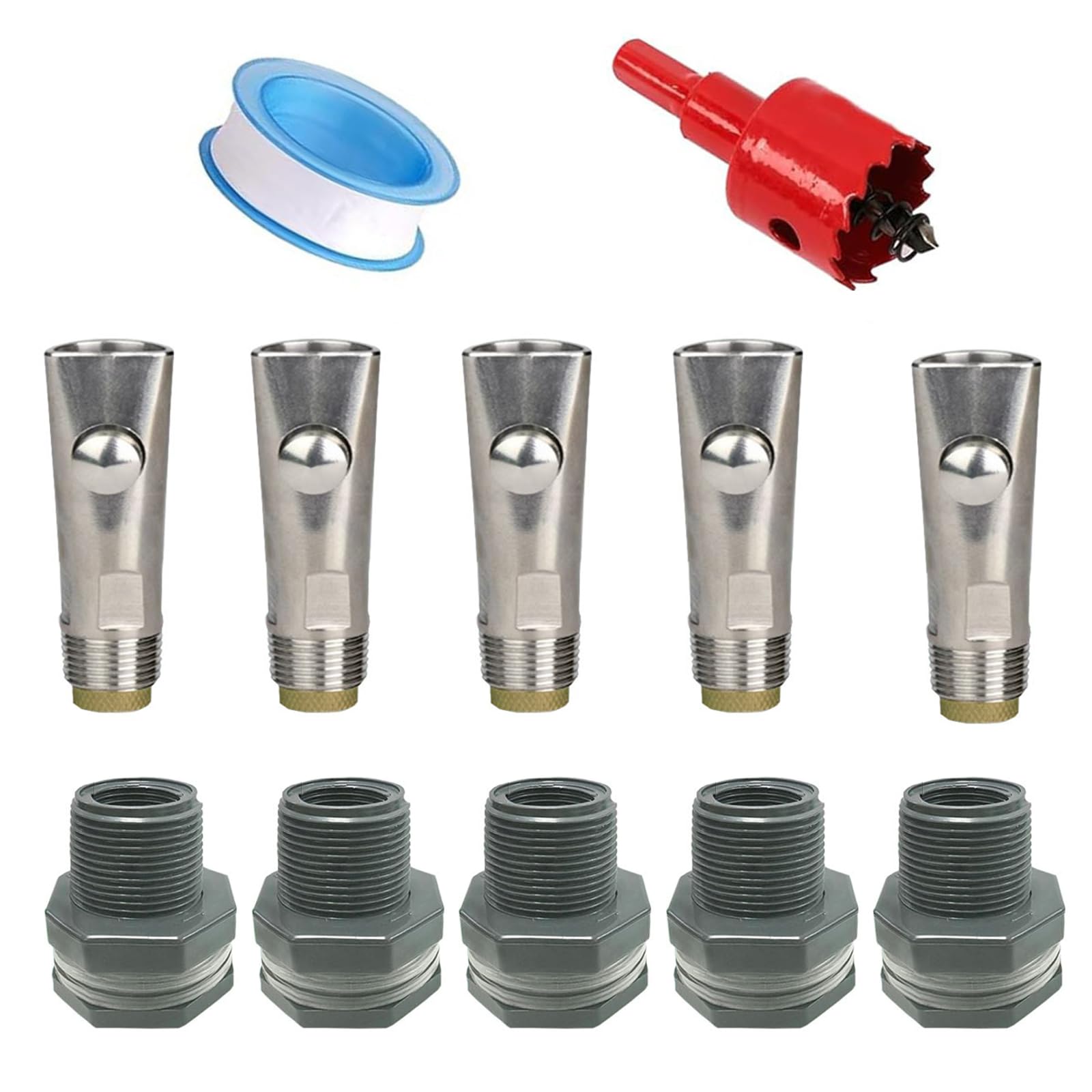 Lot de 5 tétons pour alimentation automatique en eau dans les porcheries et les petites fermes