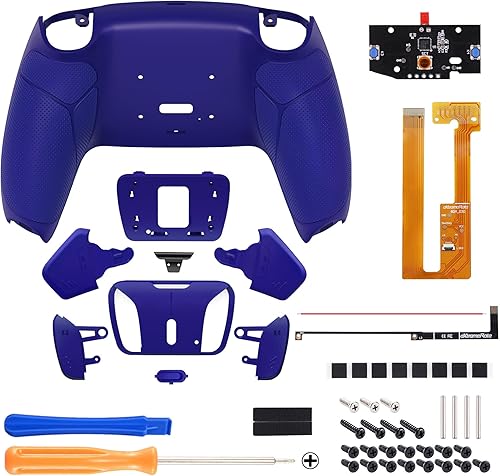 Miniatura 3 de eXtremeRate Cobalt Blue Rubberized Grip Programable RISE4 Remap Kit for PS5 Controller BDM-030 040 050, Upgrade Board & Redesigned Back Shell & 4