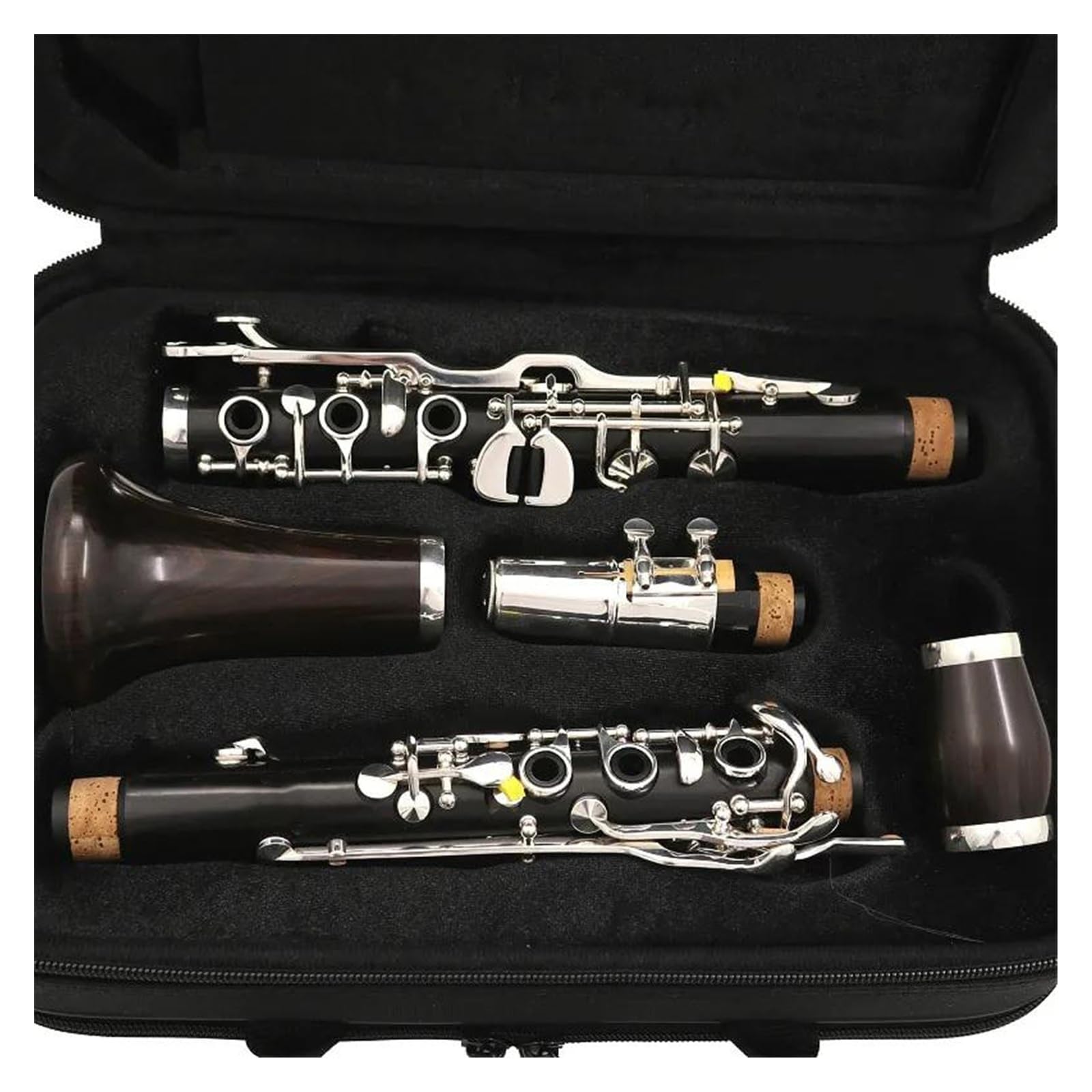 Corpo In Legno Di Ebano Tono Sib 20 Tasti Chiavi Placcate In Argento Clarinetto Con Custodia E Accessori