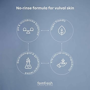 رغوة مناديل يومية من Femfresh، موازنة درجة الحموضة، رغوة حميمة بدون شطف للنساء، تم اختبارها من قبل أطباء الجلدية، نباتية، 50 مل