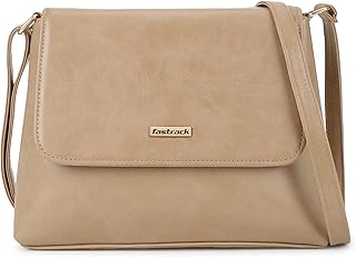 Fastrack Structured Sling Bag with Button Closure for Women | Adjustable Sling Straps | Ladies Purse Handbag | Slings for ...