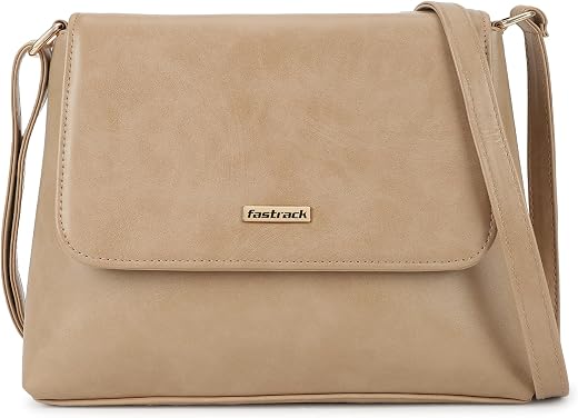 Fastrack Structured Sling Bag with Button Closure for Women | Adjustable Sling Straps | Ladies Purse Handbag | Slings for ...