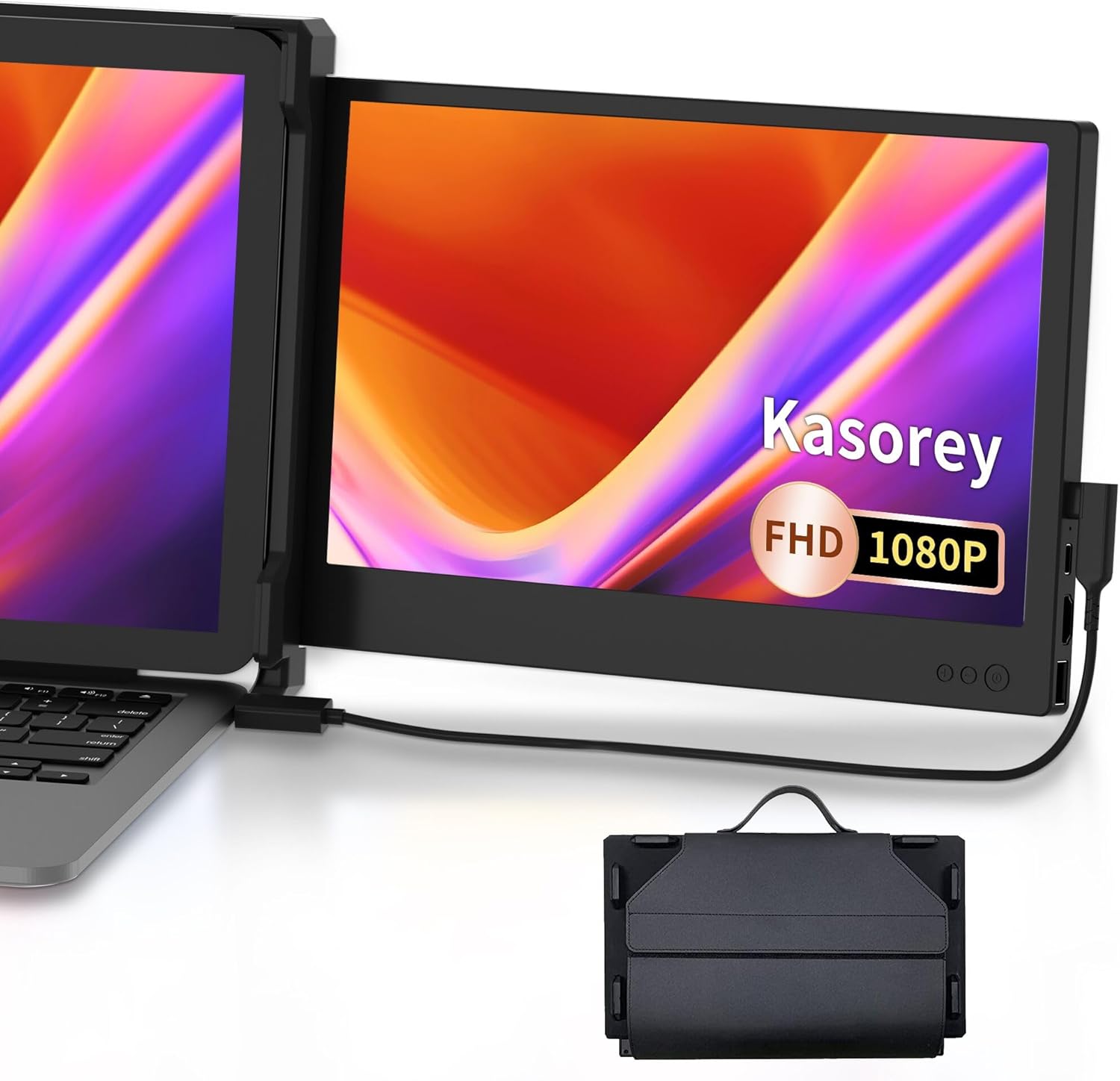 kasorey Laptop Screen Extender, 12" FHD 1080P IPS portable