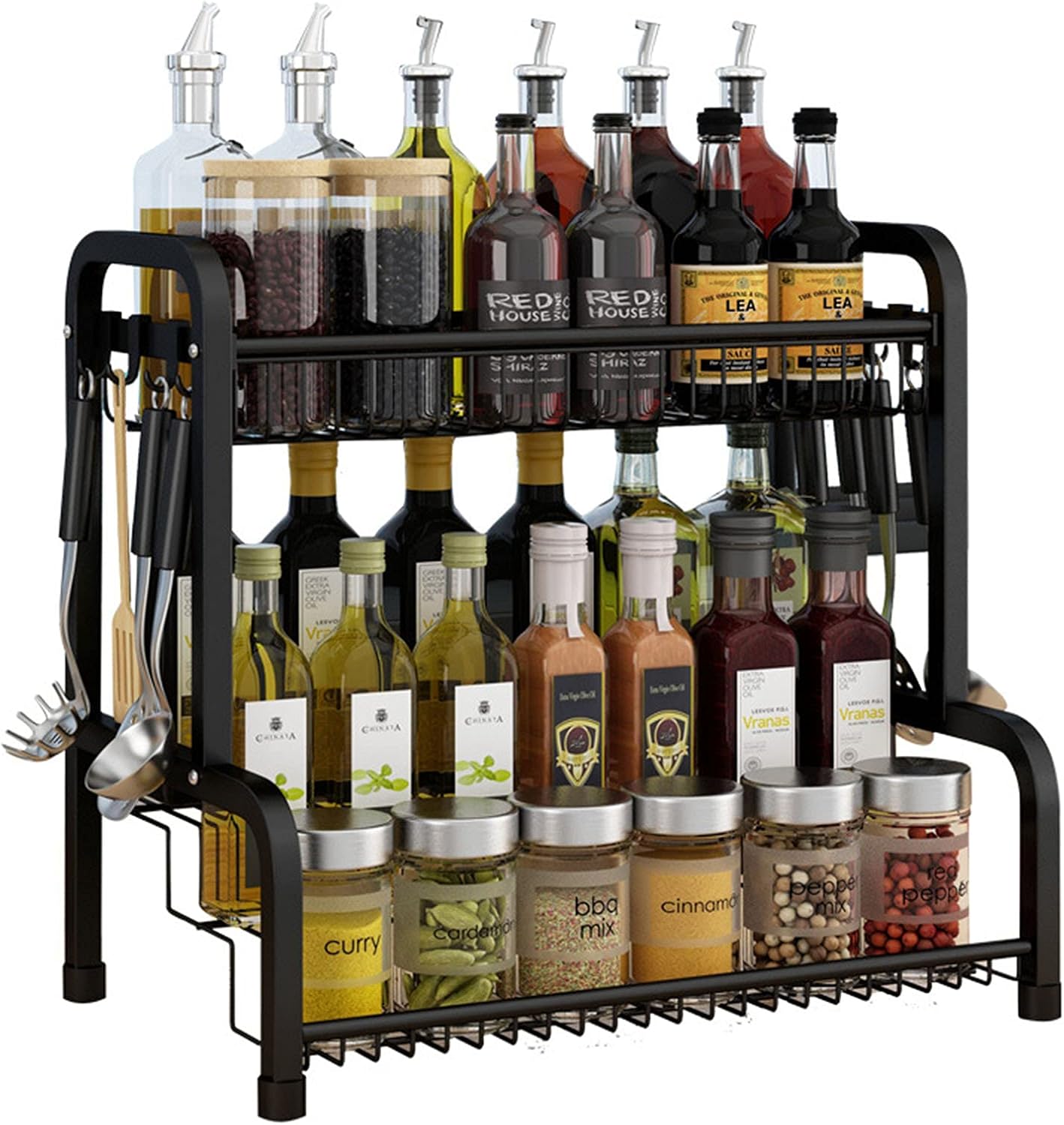 スパイスラック 調味料収納ラック おしゃれ 大容量 キッチンラック カウンター 上 収納 多機能箸ラックまな板ラックフック付き省スペース バスルーム用品 収納 滑り止め 防汚 防錆 防油 組み立てが簡単 二段式 調味料 スパイスラック Flowiluminacao Com Br