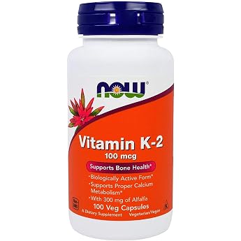 Vitamin K-2, 100 mcg, 100 mcg, Vitamin K-s Now Foods, 100 Count (x 1)