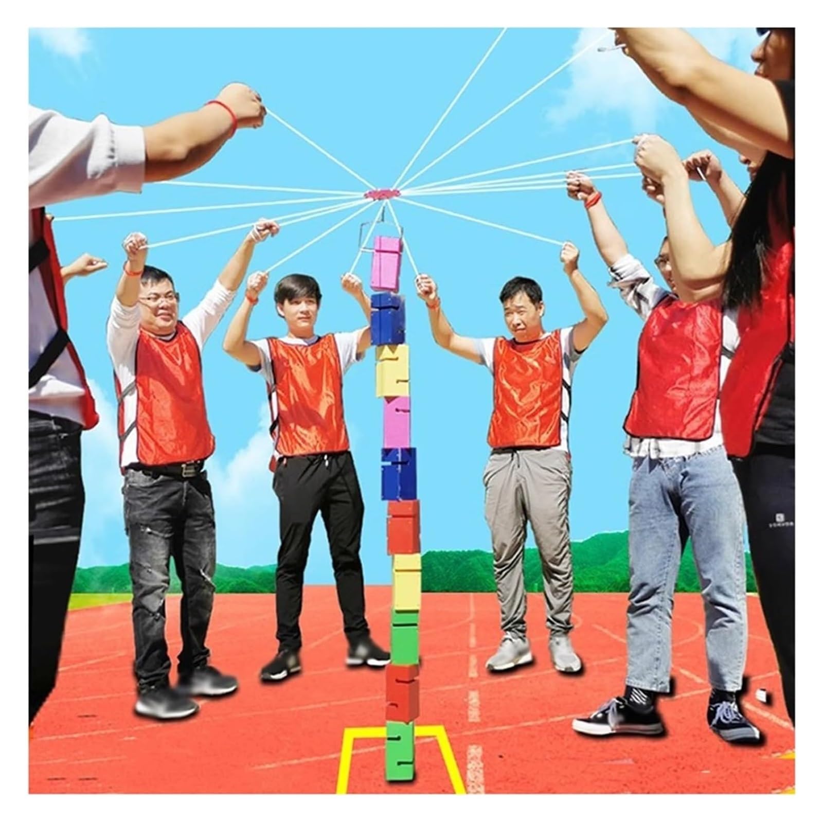 EBzvblxm Team Building Block Tower Games, Team Building Block Tower Games for Group Activities Multicolor 5/8/10 Pcs(Yellow,8PCS)