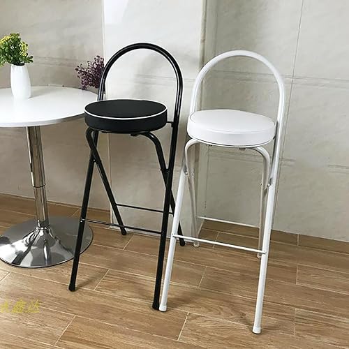 QQXX Taburete de bar plegable con reposapiés, taburete de cocina plegable acolchado de cuero, taburete plegable portátil de altura de mostrador,
