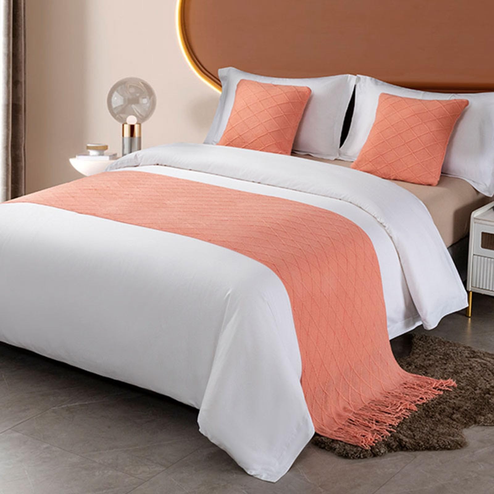 IINCOOY Artistic Bedspreads Suitable for Bedrooms and Hotels Decorative Bed Scarves Bedding Sets(Pink,60x240 cm)