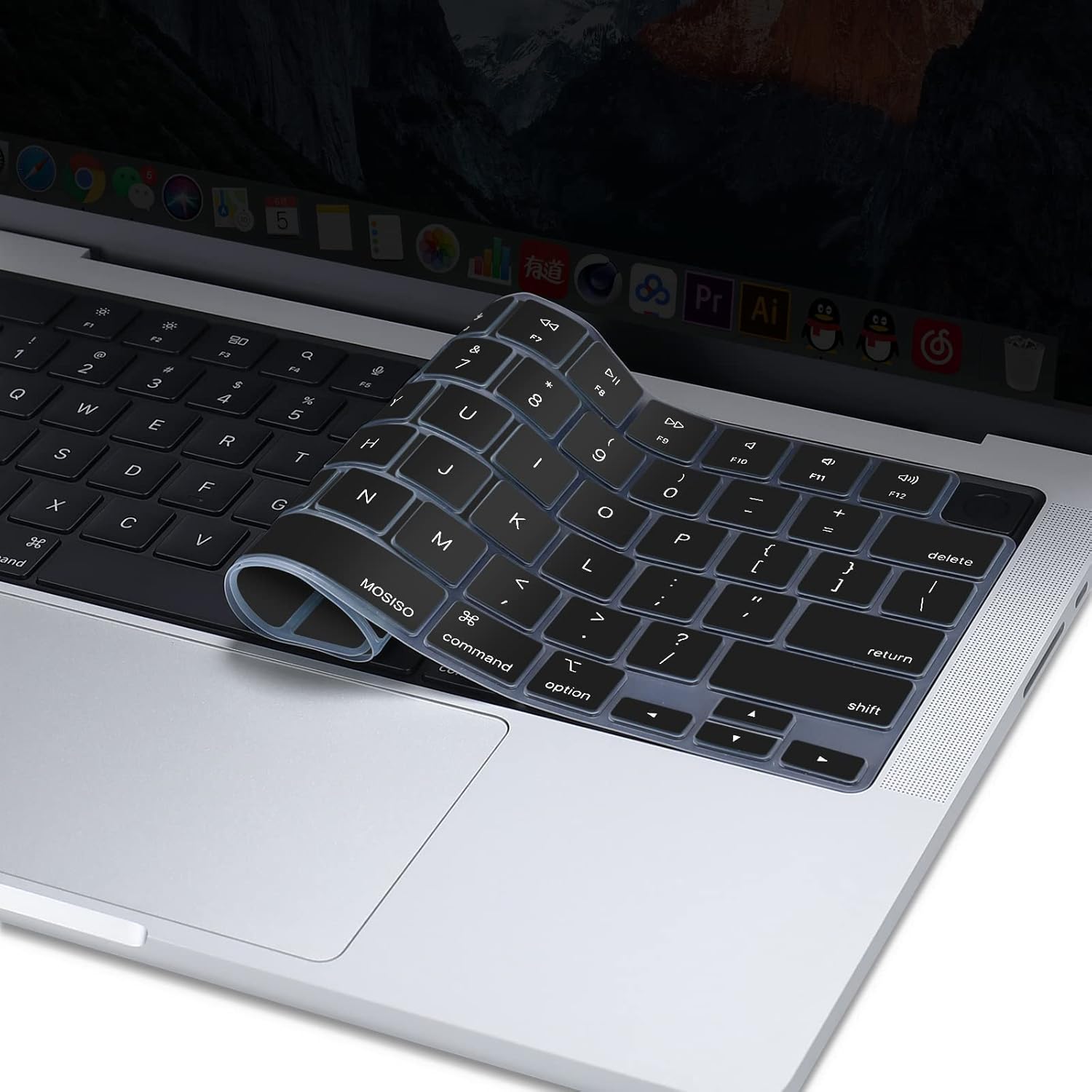 MOSISO Compatible with MacBook Pro 16 inch Case 2021 Release A2485 M1 Pro / M1 Max, Plastic Hard Shell&Keyboard Skin&Screen Protector&Storage Bag, Crystal Clear & Black Keyboard Cover