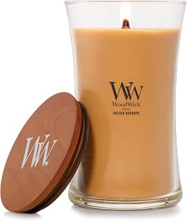 WoodWick Golden Bourbon Scented Large Hourglass Candle, Crackles as it Burns, Up to 120 hrs Burn time, Perfect for Gifting, 21 oz
