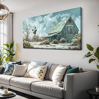 Wall Art Country Farmhouse Wall Art Modern Farm Village Nature Canvas Painting Poster for Living Room Bedroom Dining Room Home Office Decor 20"x40"(50CMx100CM)