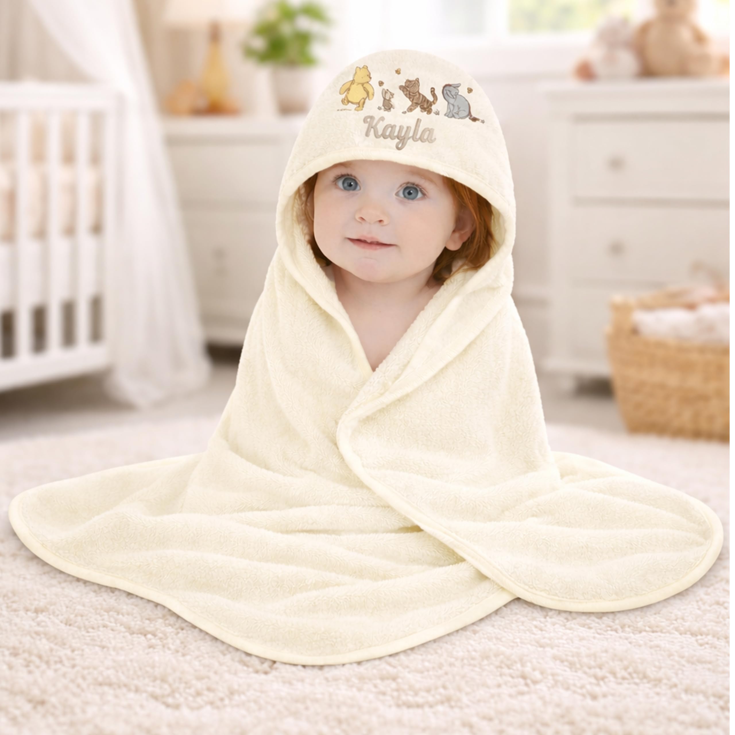 Disney Winnie the Pooh Baby Towel Personalised Hooded Piglet Tigger Eeyore (Personalised Winnie the Pooh Towel) — view 2
