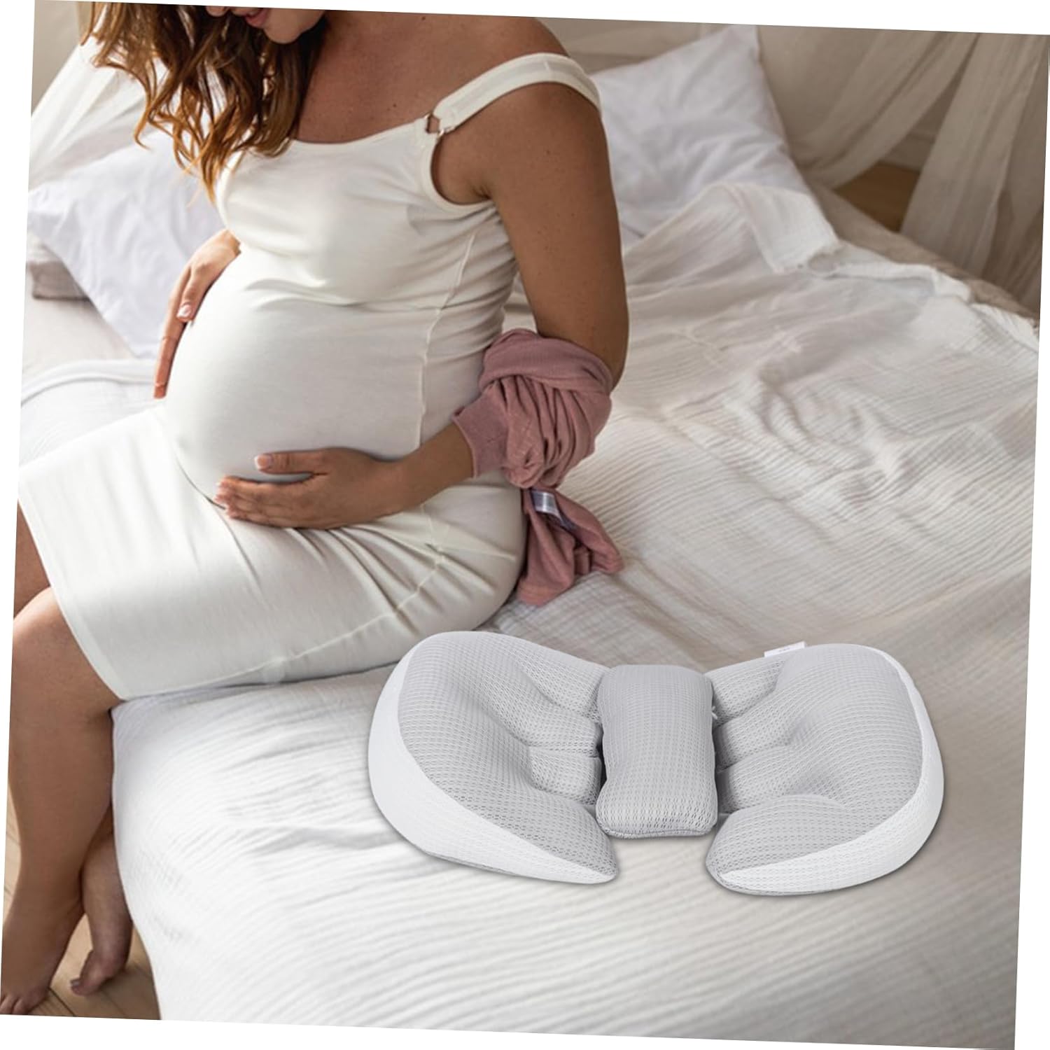 Pregnancy Pillow for Pregnant Women Support Cushion for Back and Belly 100% Cotton Maternity Pillow Removable Cover for Rest and Comfort 2-Piece Set