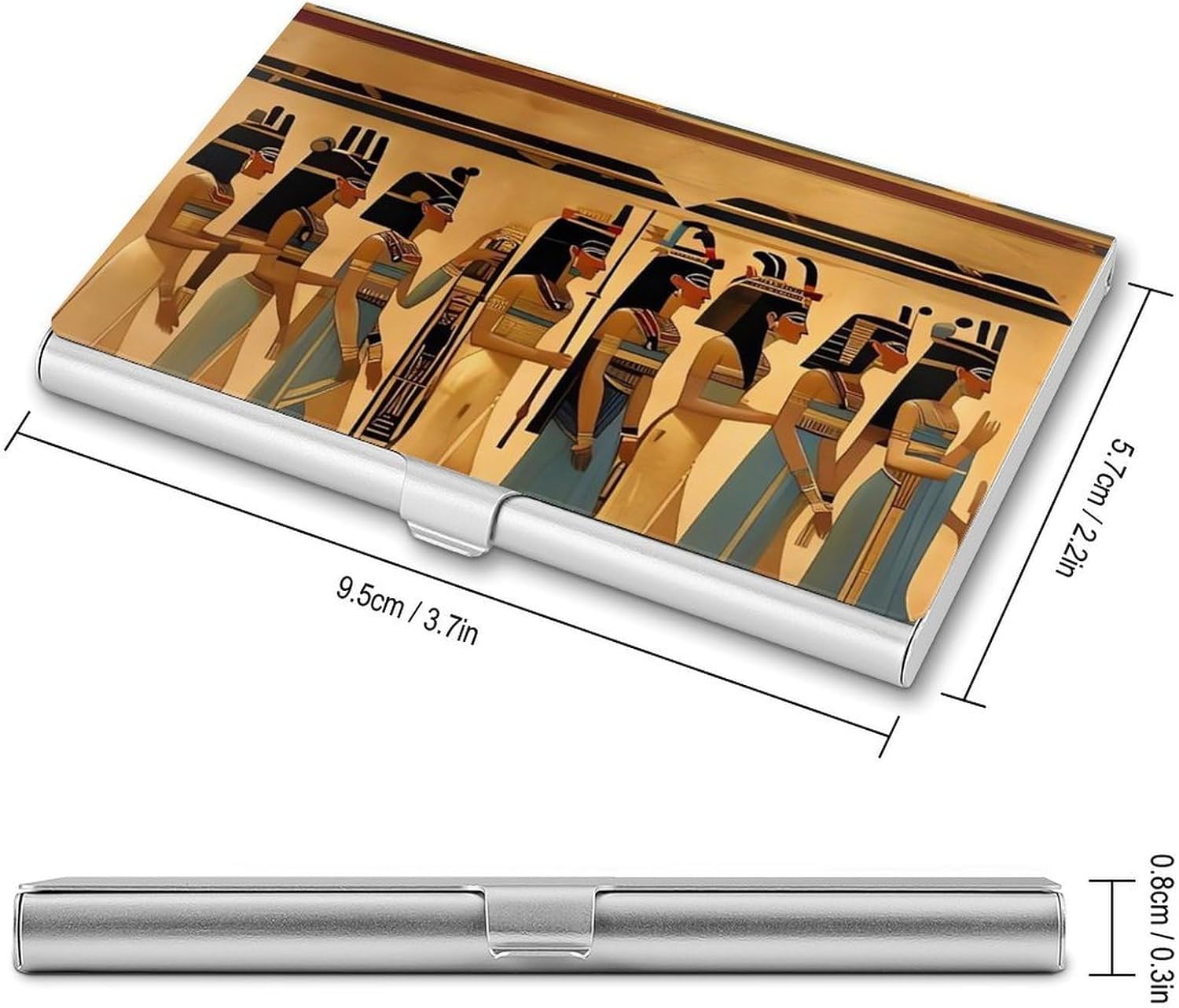Women in Ancient Egypt Business Card Holder, Slim Aluminum Alloy Card Case, Pocket Name Card Organizer Holder Wallet for Woman, Man, Pocket Or Bag Storage, Office Workers