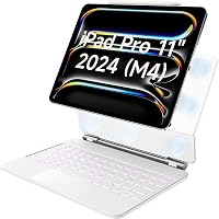 HOU Magic Keyboard iPad Pro 11 M4 2024 - Bluetooth billentyűzet érintőpaddal, 7 színű háttérvilágítással, német QWERTZ kiosztással, fehér 1