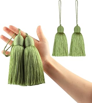 Tassel Charms polyester Key Tassels with Loop,DIY Handmade Craft Accessories of Home and Furniture Decoration 4pcs Green