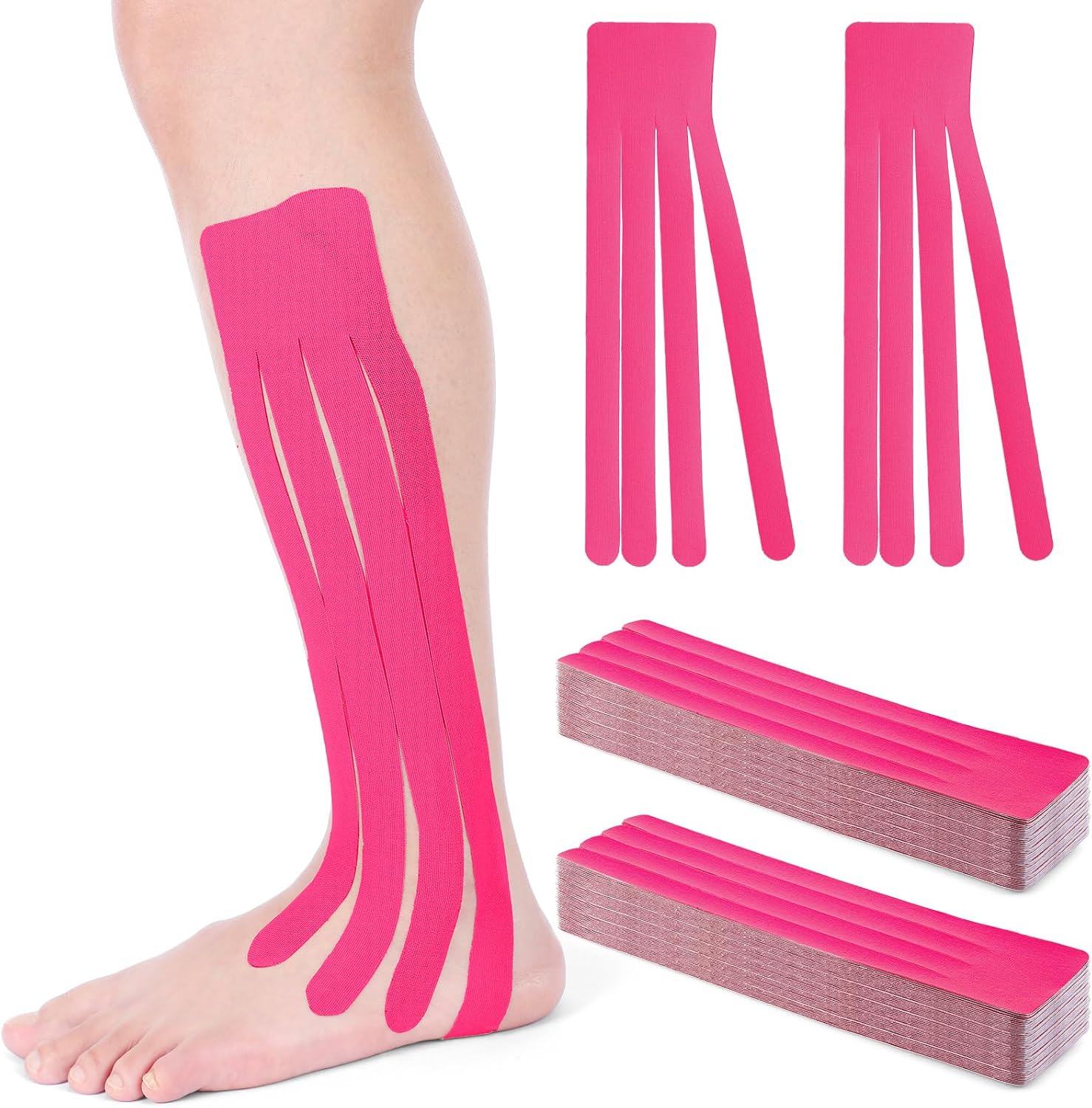 Geiserailie 30 Pcs Precut Kinesiology Fan Tape - Elastic Lifting Fan Cuts for Muscle and Body Support, Pre-Cut Strips for Legs Arms Chest Neck Back(Skin Color)