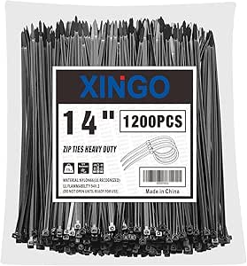 XINGO 12 Inch Zwarte Ritsbanden Heavy Duty 1200 stuks, 34 kg