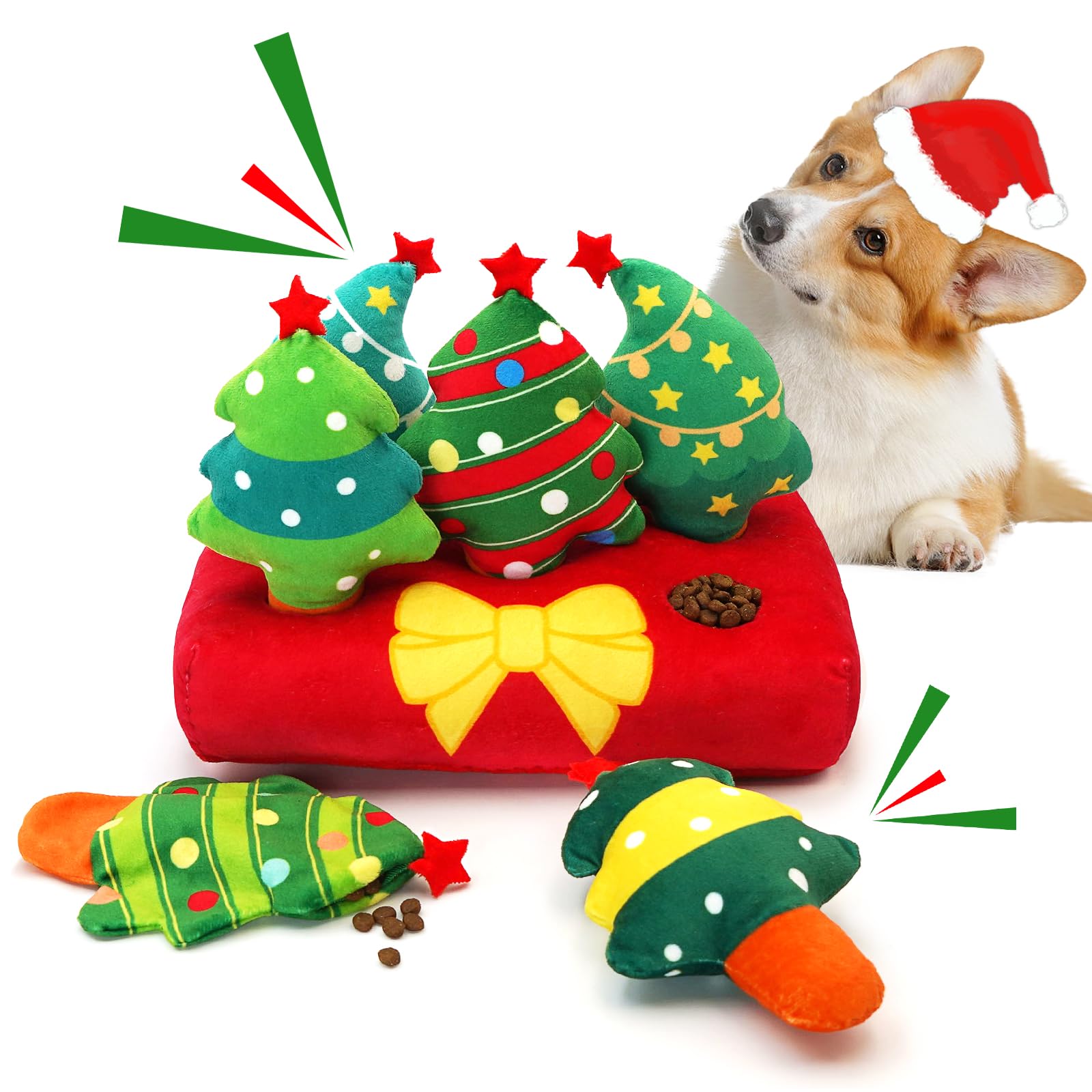Juguetes de Navidad para perros, juguetes interactivos para esconder y buscar, rompecabezas chirriantes de felpa para el aburrimiento y la estimulación, juguetes de enriquecimiento para perros