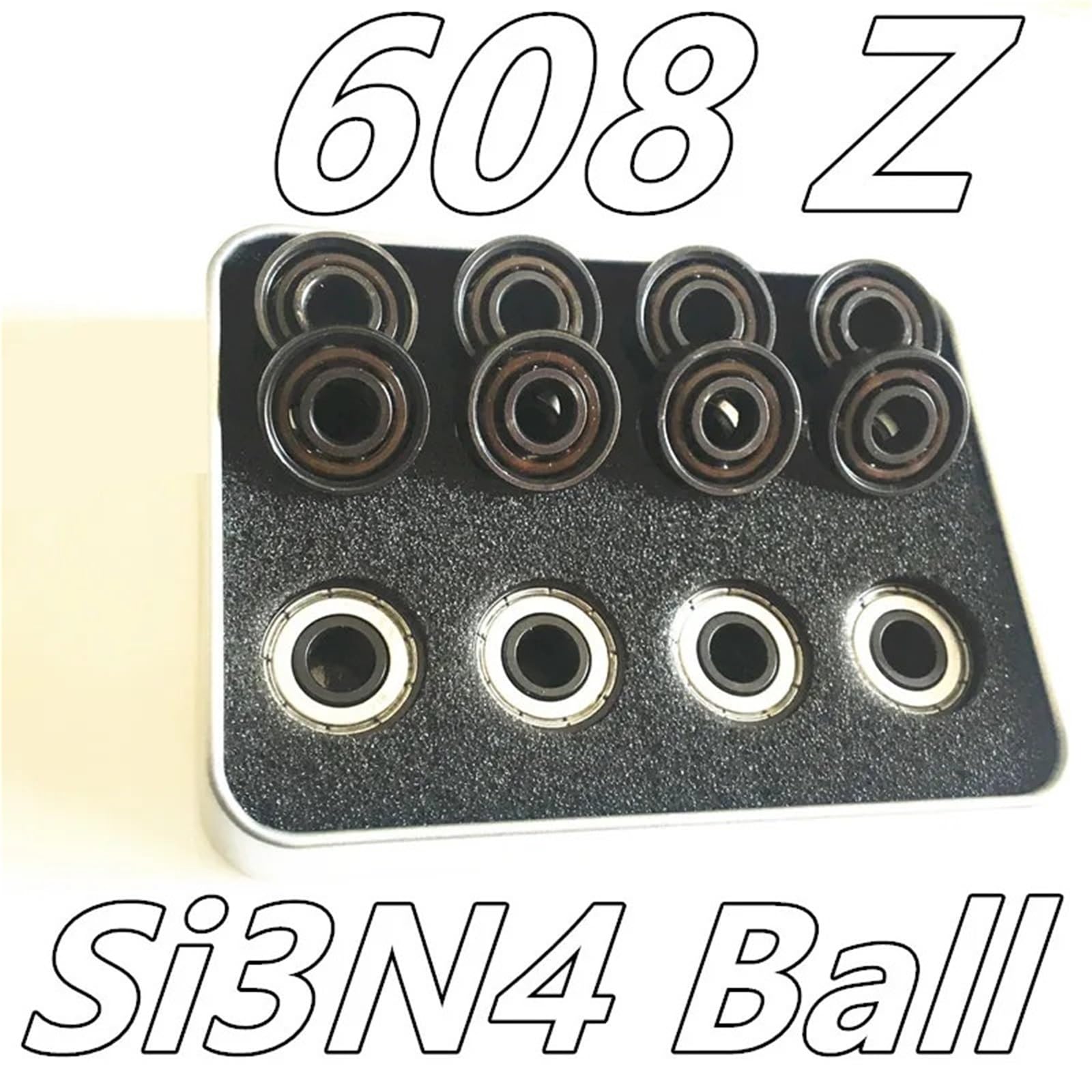 Rodamientos híbridos de cerámica de 6 bolas, 608z BSB ABEC-11, color negro Si3n4, de alta velocidad, for patines 608, rodamientos de 8 x 22 x 7 mm for spinner manual.(1PCS)