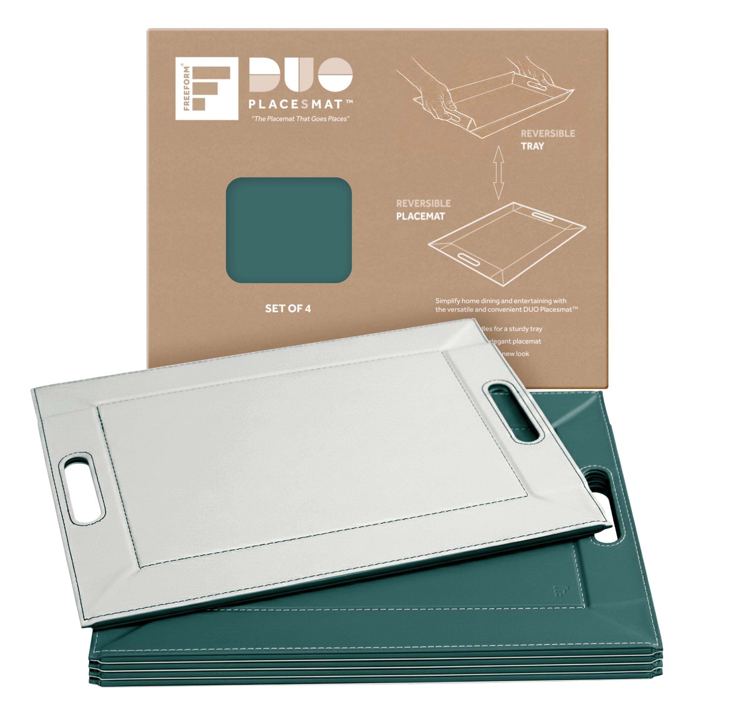2-in-1 Serving Tray &amp; Placemat | Faux Leather &amp; Reversible
