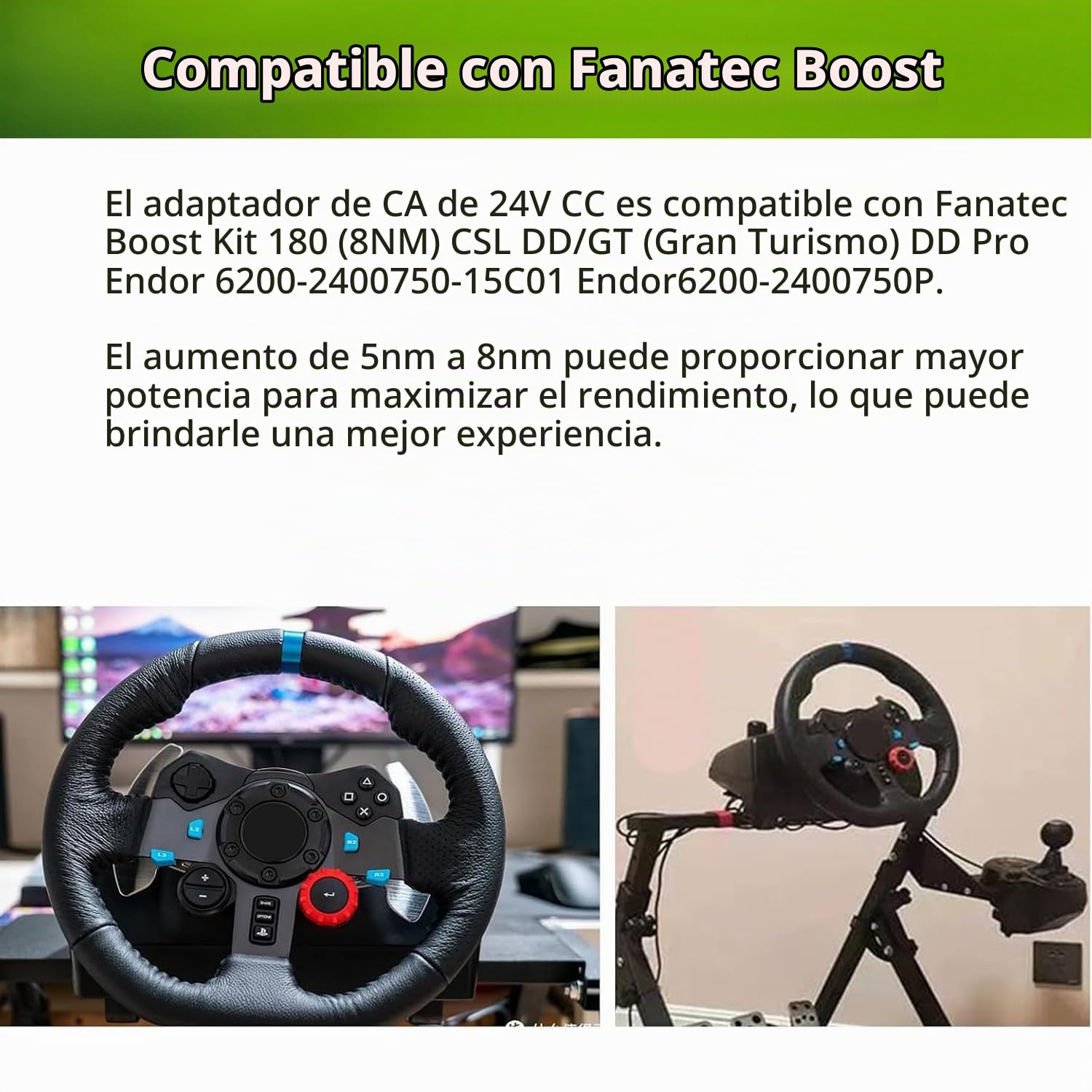 Lonnky Alimentatore 180W AC/DC Compatibile con Boost Kit 180 (8Nm) CSL DD e Gran Turismo DD Pro Endor6200-2400750p Endor6200-207050 Tensione Globale 100V-240V