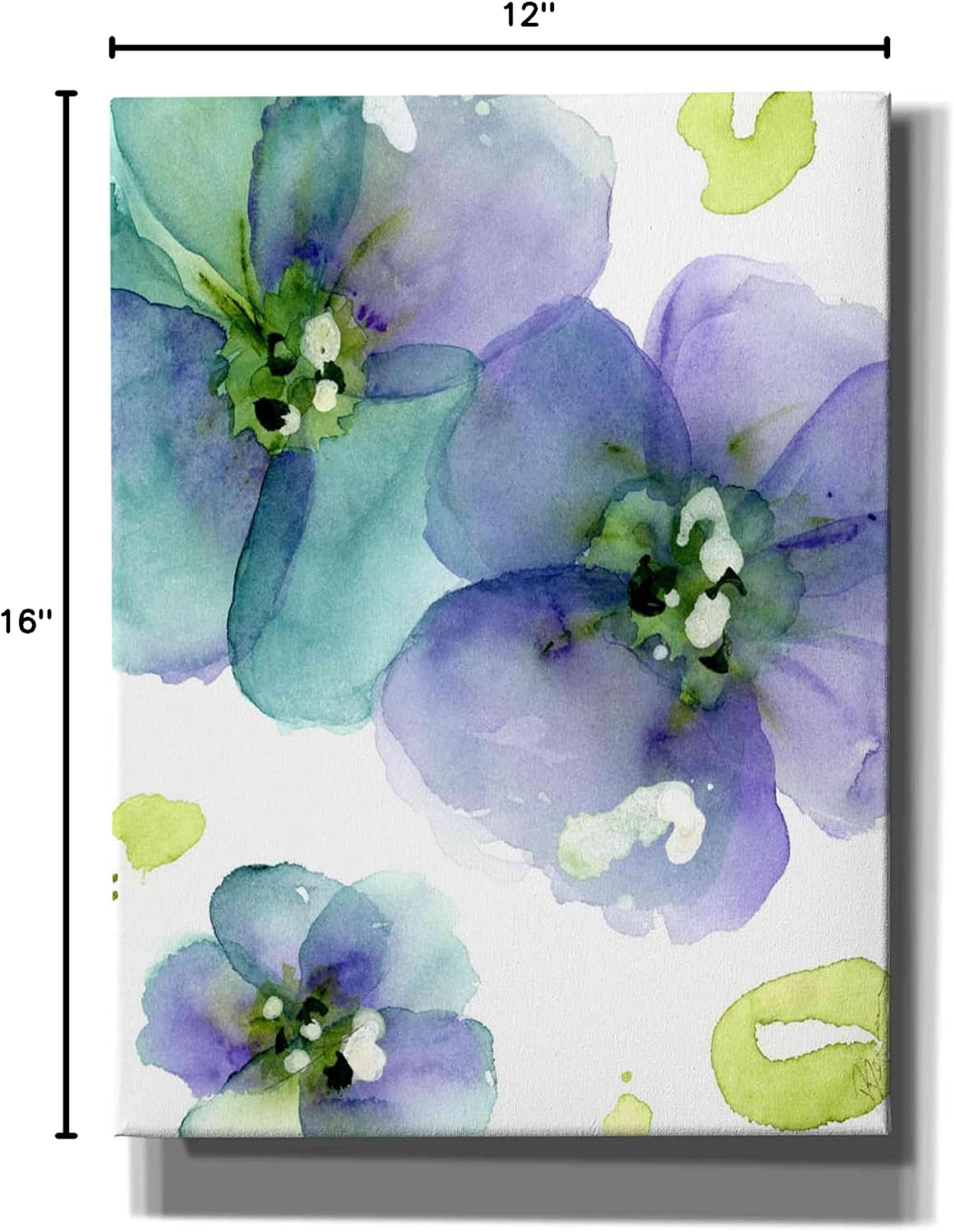 Epic Graffiti 'Blue Flowers' by Dawn Derman, Giclee Canvas Wall Art, 12"x16"