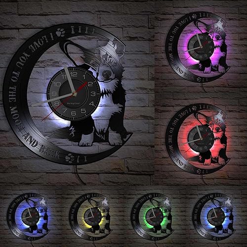 Reloj de pared con disco de vinilo LED de Corgi galés, 7 colores para dormitorio, sala de estar, decoración del hogar, 12 pulgadas, Corgi cachorro,