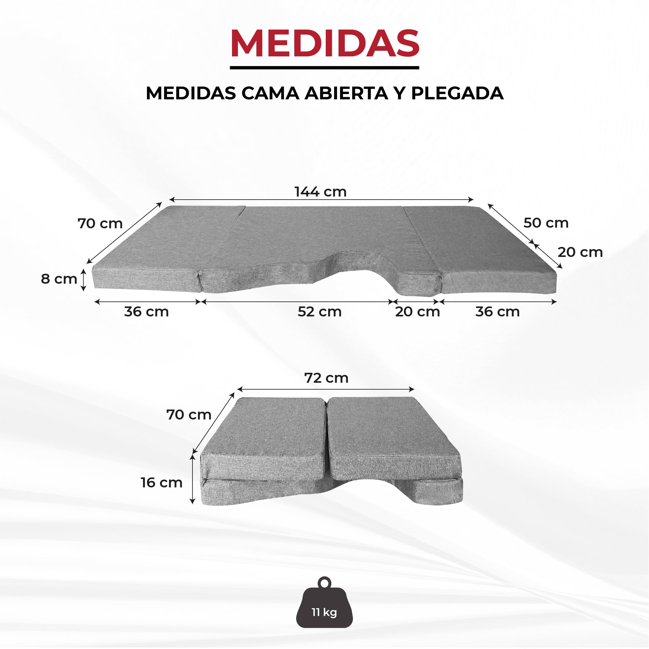 Cama Delantera para Renault Trafic, Opel Vivaro, Nissan Primastar y Fiat Talento (2002-2024), Gris