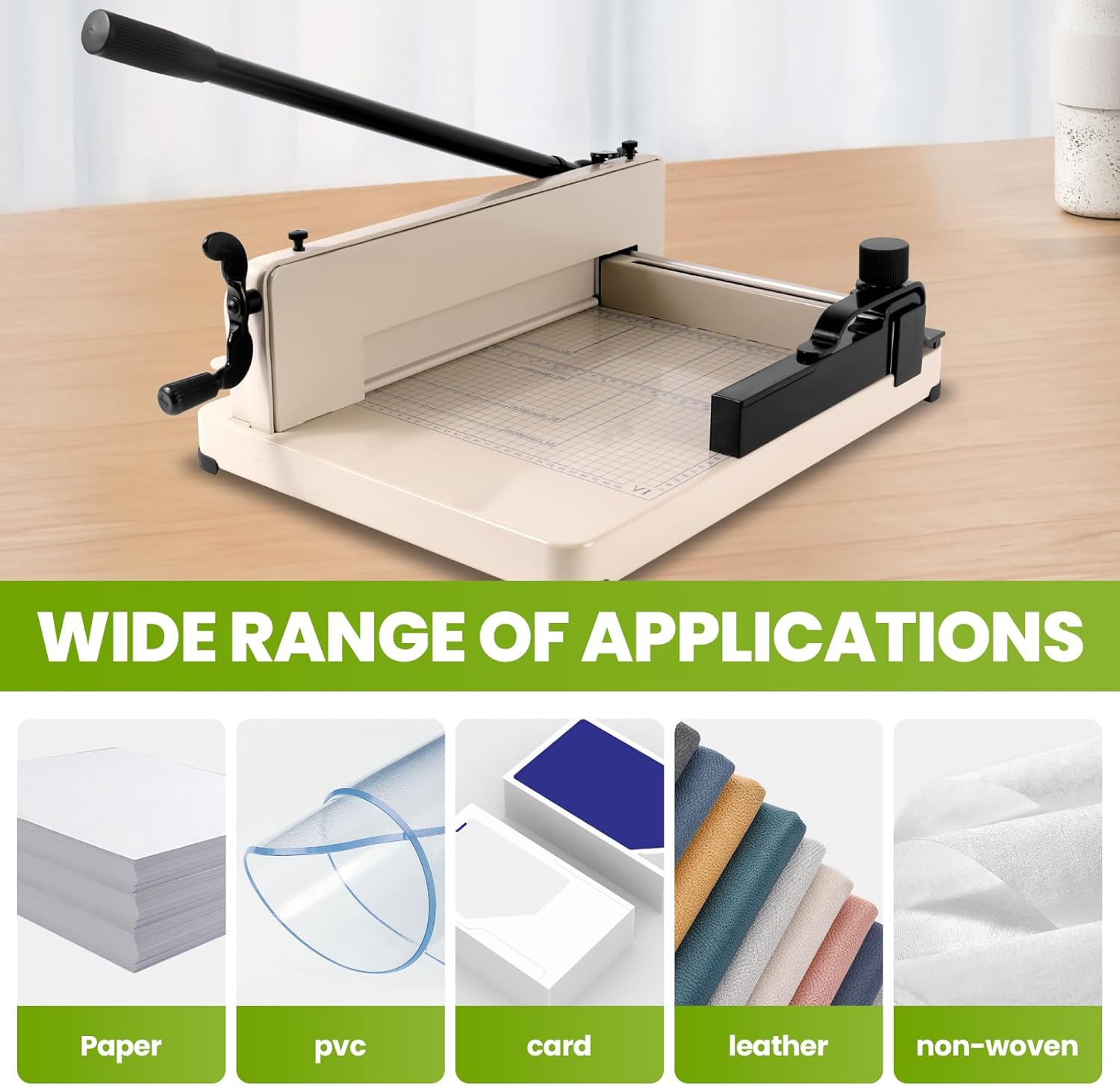 Paper Cutter Heavy Duty, HSS Blade, Guillotine Paper Cutter 500 Sheet Capacity, Solid Steel Construction, for Office Home School Industrial (A4-12'' Paper Cutter)