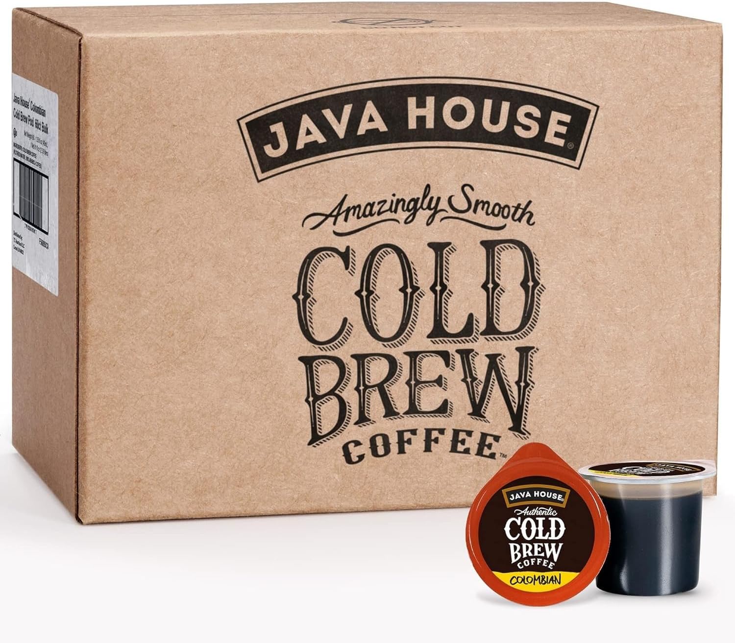 JAVA HOUSE Medium Roast Colombian Cold Brew Pods, (60 Count) Peel and Pour Pods Hot or Iced Instant Coffee Concentrate