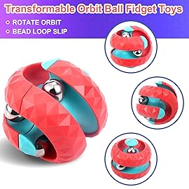 ONCOFAN 2 Pack Orbit Ball Toy, Novelty Fidget Toys Creative Track Infinity Cube Stress Relief Balls Sensory Toys for Autistic ADHD Kids Adults (Blue&Red)