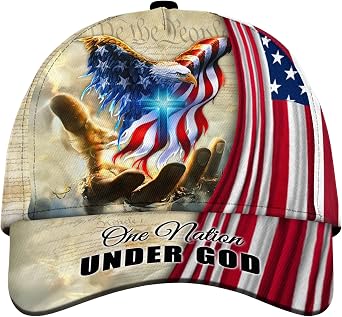 CleveFit 3D Printed, One Nation Under God Baseball Cap, American Eagle Hat for USA Patriots, Unique Design Hat
