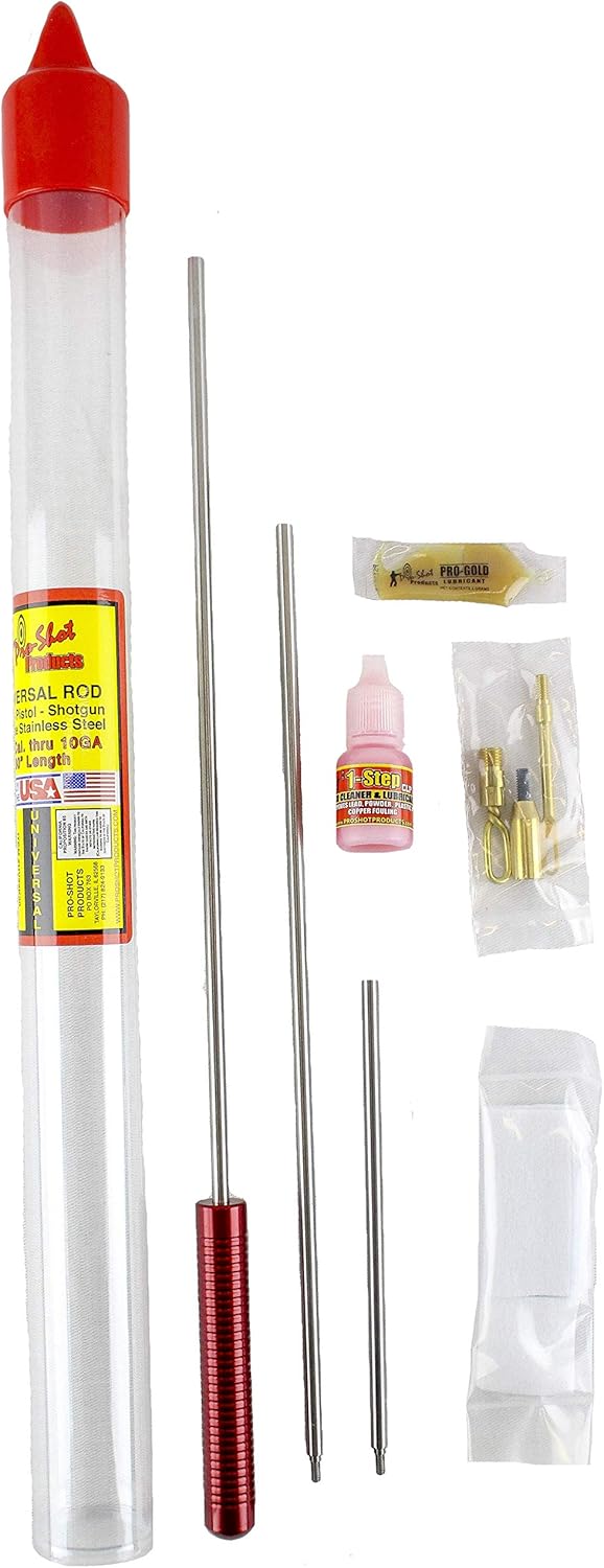 Pro-Shot Classic Tube Gun Cleaning Kits: Compact Modular Cleaning Systems for Pistols, Rifles & Shotguns, Stainless Steel Rods, Brass Patch Holders, Travel-Ready Storage Tubes, Made in USA