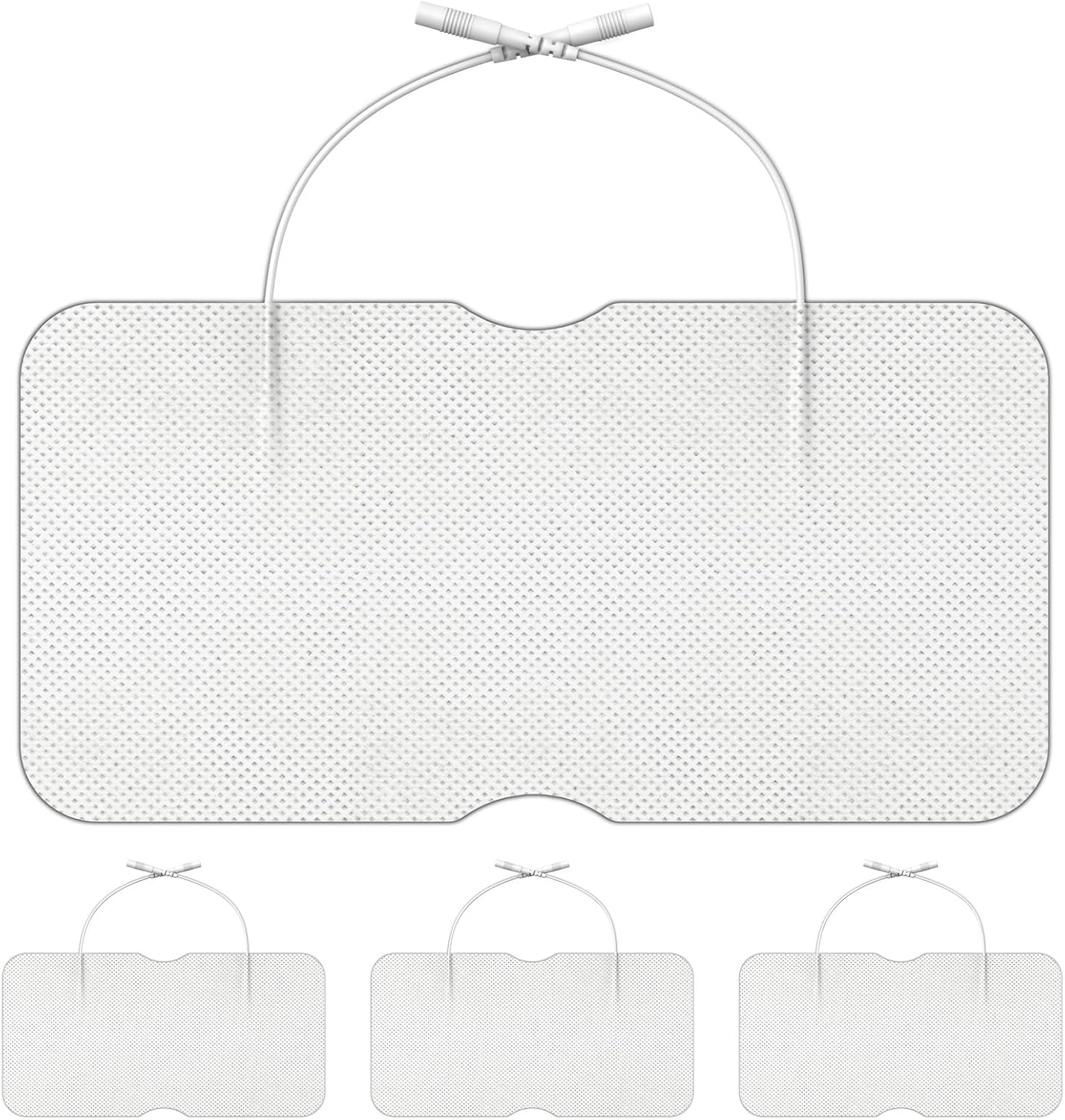 DOMAS Large TENS Pads for Lower-Back Pain Relief, Compatible with TENS 7000 and Other 2.0mm Pin Units, 4"×8", Dual-Lead, Reusable, Latex-Free, 4-Pack
