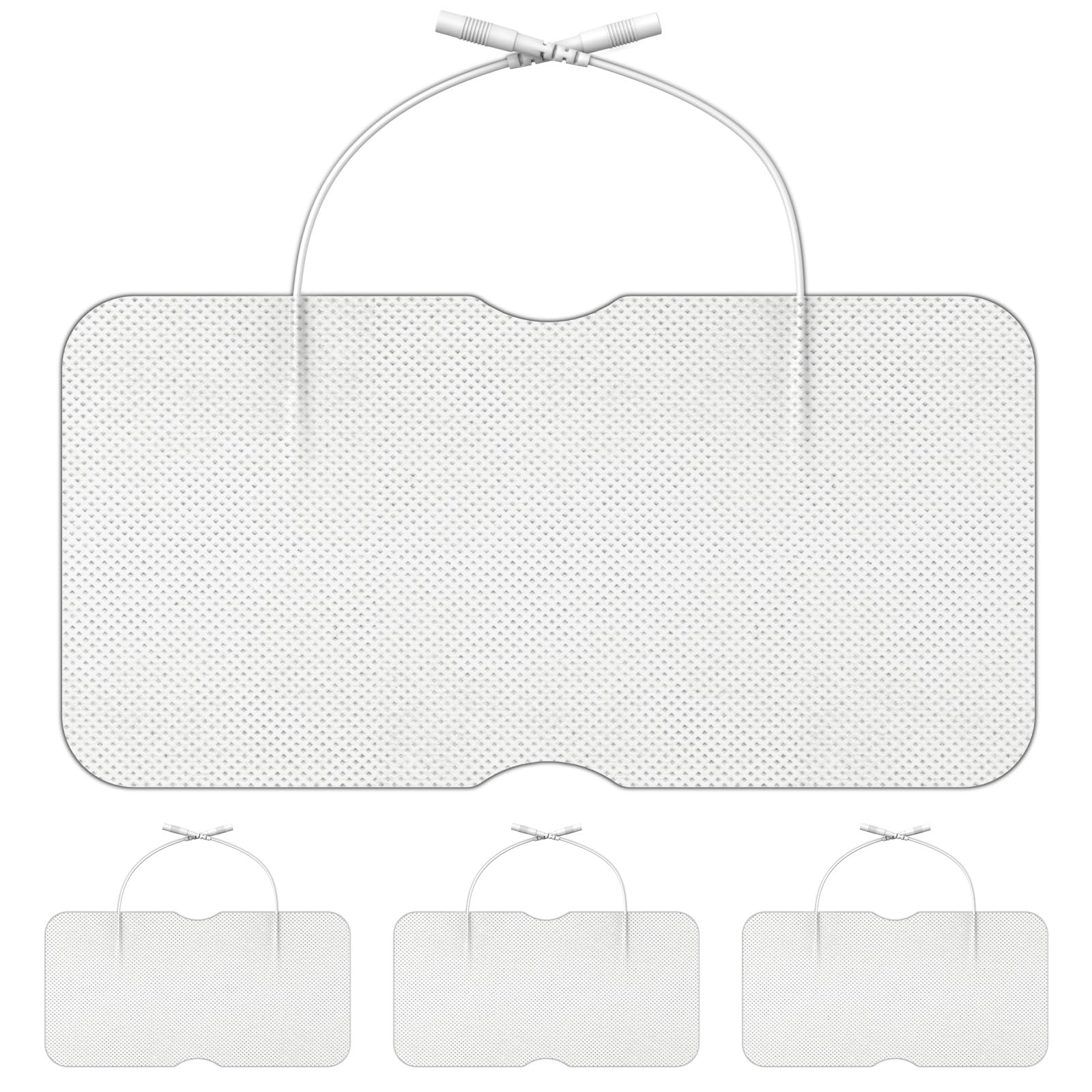 DOMAS Large TENS Pads for Lower-Back Pain Relief, Compatible with TENS 7000 and Other 2.0mm Pin Units, 4"×8", Dual-Lead, Reusable, Latex-Free, 4-Pack