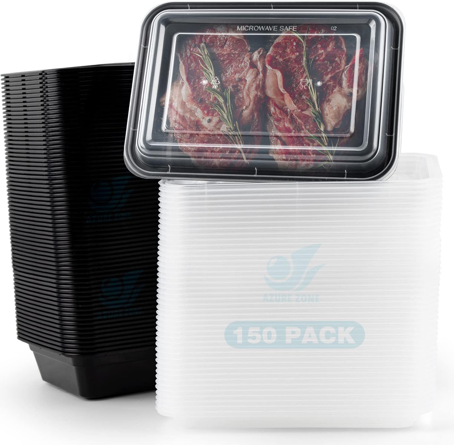Azure Zone, 24 Oz, 150Pack Rectangular Meal Prep Food