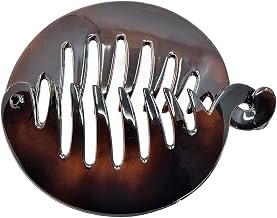 Camila Paris CP2428 3.25 inch French Banana Clip Hair Comb, Round Girls Ponytail Holder Interlocking Banana Combs For Volume Thick Hair. Fashion Styling Hair Accessories for Women, Made in France