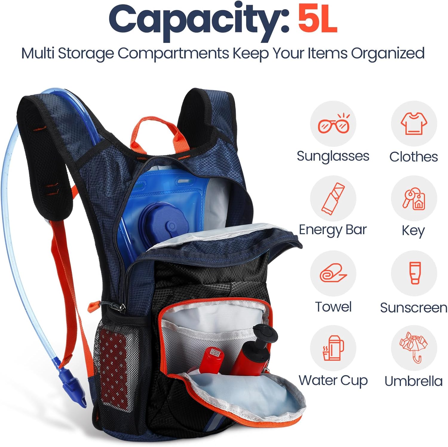 Kids Hydration Backpack with 1.5L Water Bladder Hiking Backpack Lightweight for Boys or Girls Children Biking Climbing Running Cycling - Image 4